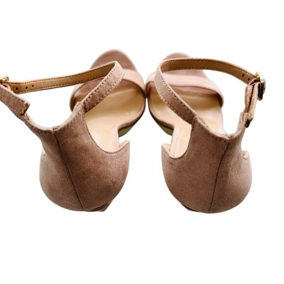 J Lo Janess Open Toe Wedge Sandal Nude Heel Size 9 Gold Silver Metallic - Picture 5 of 8